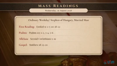 Daily Mass Readings – Wednesday, 16 August 2028