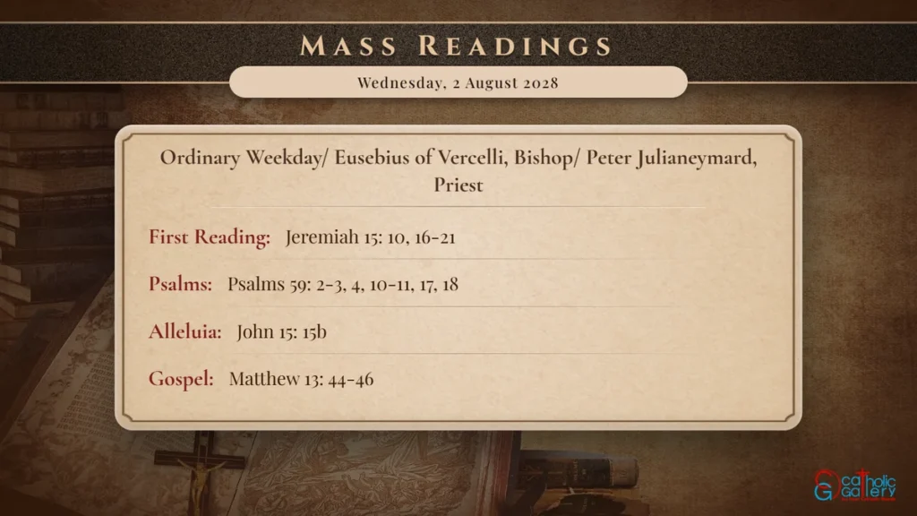 Daily Mass Readings Scripture Card – Wednesday, 2 August 2028