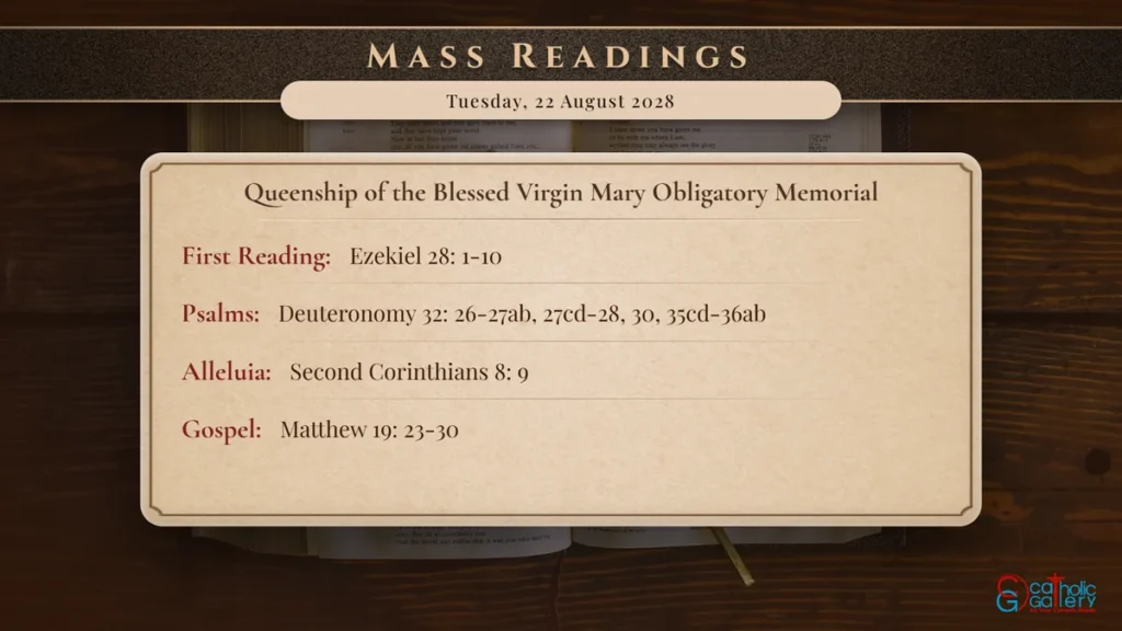 Daily Mass Readings Scripture Card – Tuesday, 22 August 2028