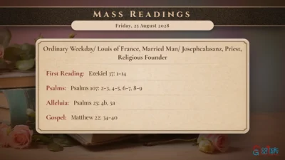 Daily Mass Readings – Friday, 25 August 2028