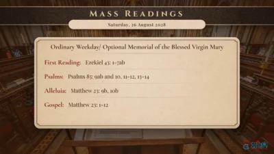 Daily Mass Readings – Saturday, 26 August 2028