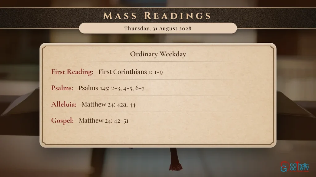 Daily Mass Readings Scripture Card – Thursday, 31 August 2028
