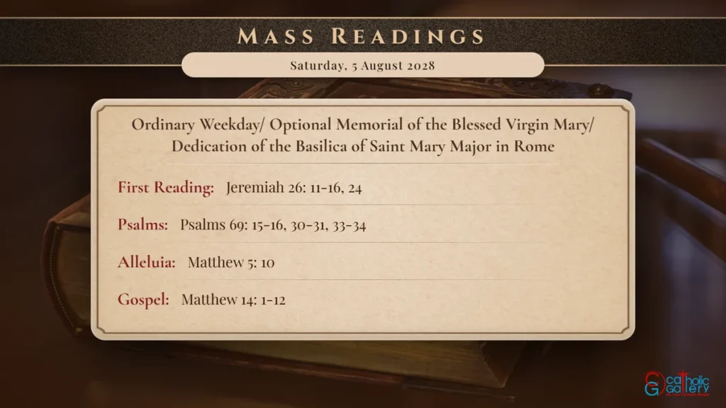 Daily Mass Readings Scripture Card – Saturday, 5 August 2028