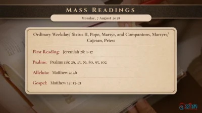 Daily Mass Readings – Monday, 7 August 2028