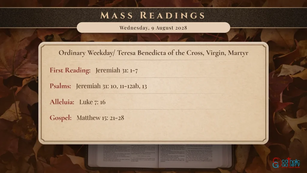 Daily Mass Readings Scripture Card – Wednesday, 9 August 2028