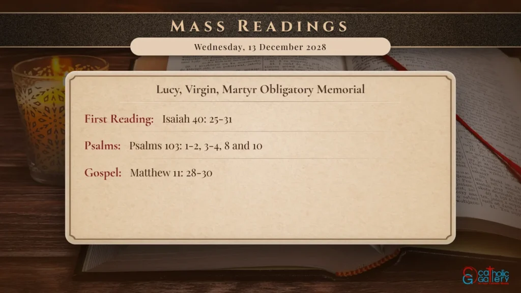 Daily Mass Readings Scripture Card – Wednesday, 13 December 2028