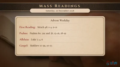 Daily Mass Readings – Saturday, 16 December 2028