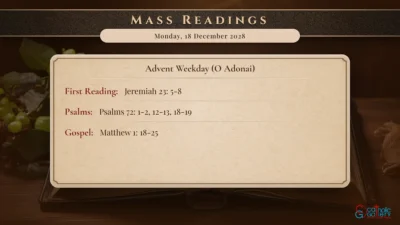 Daily Mass Readings – Monday, 18 December 2028