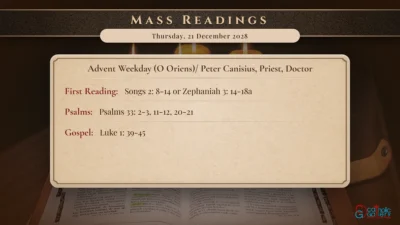 Daily Mass Readings – Thursday, 21 December 2028