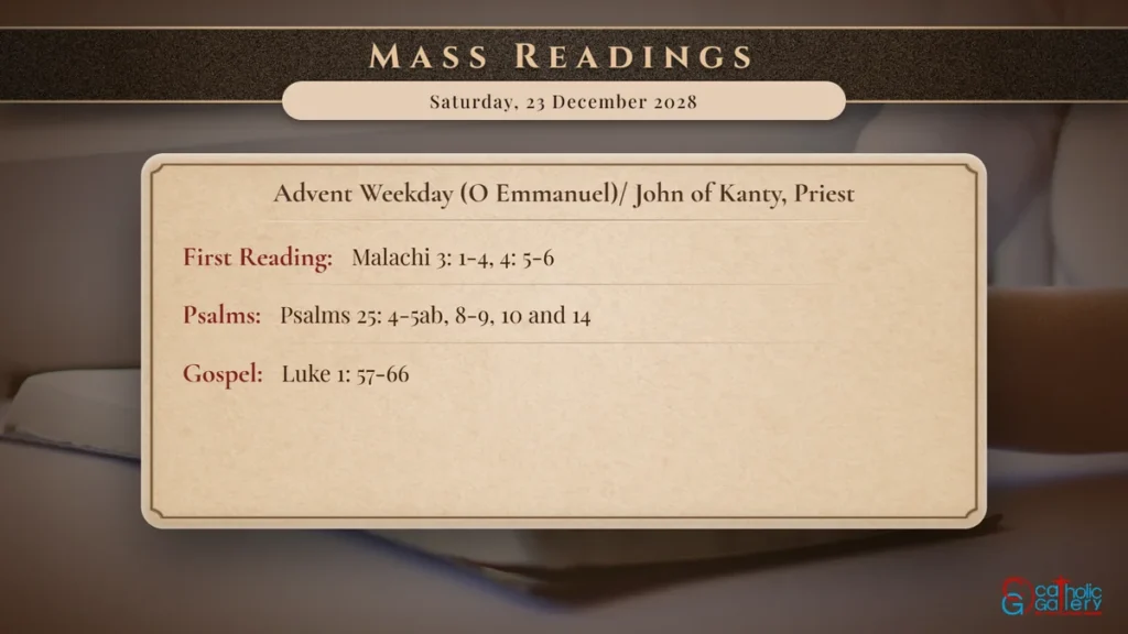 Daily Mass Readings Scripture Card – Saturday, 23 December 2028