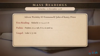 Daily Mass Readings – Saturday, 23 December 2028