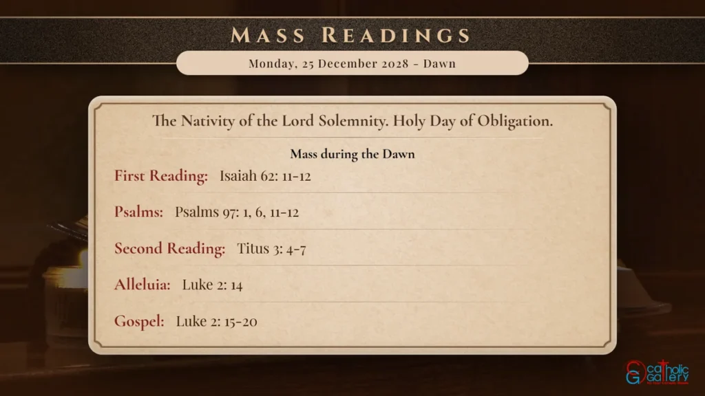 Daily Mass Readings Scripture Card – Monday, 25 December 2028 - Dawn