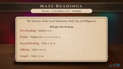 Daily Mass Readings – Monday, 25 December 2028 – Midnight