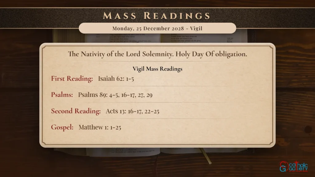 Daily Mass Readings Scripture Card – Monday, 25 December 2028 - Vigil