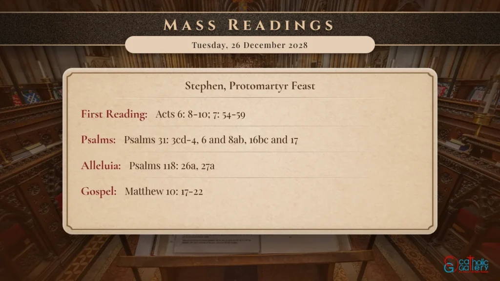 Daily Mass Readings Scripture Card – Tuesday, 26 December 2028