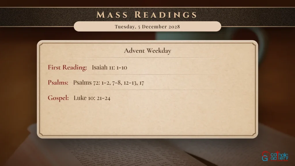 Daily Mass Readings Scripture Card – Tuesday, 5 December 2028