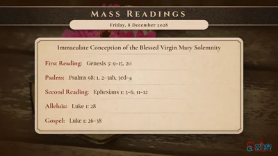 Daily Mass Readings – Friday, 8 December 2028
