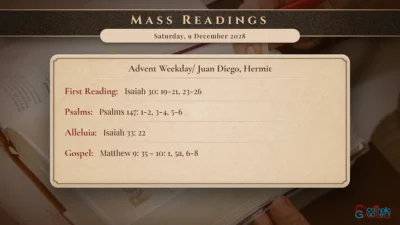 Daily Mass Readings – Saturday, 9 December 2028