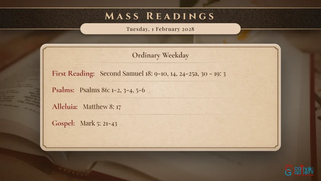 Daily Mass Readings Scripture Card – Tuesday, 1 February 2028