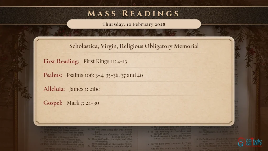Daily Mass Readings Scripture Card – Thursday, 10 February 2028
