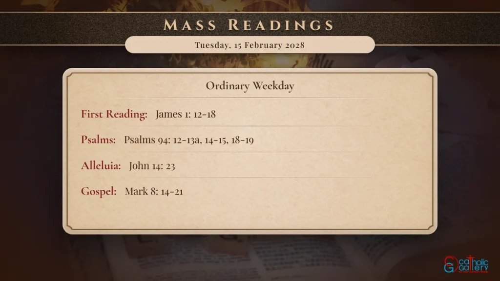 Daily Mass Readings Scripture Card – Tuesday, 15 February 2028