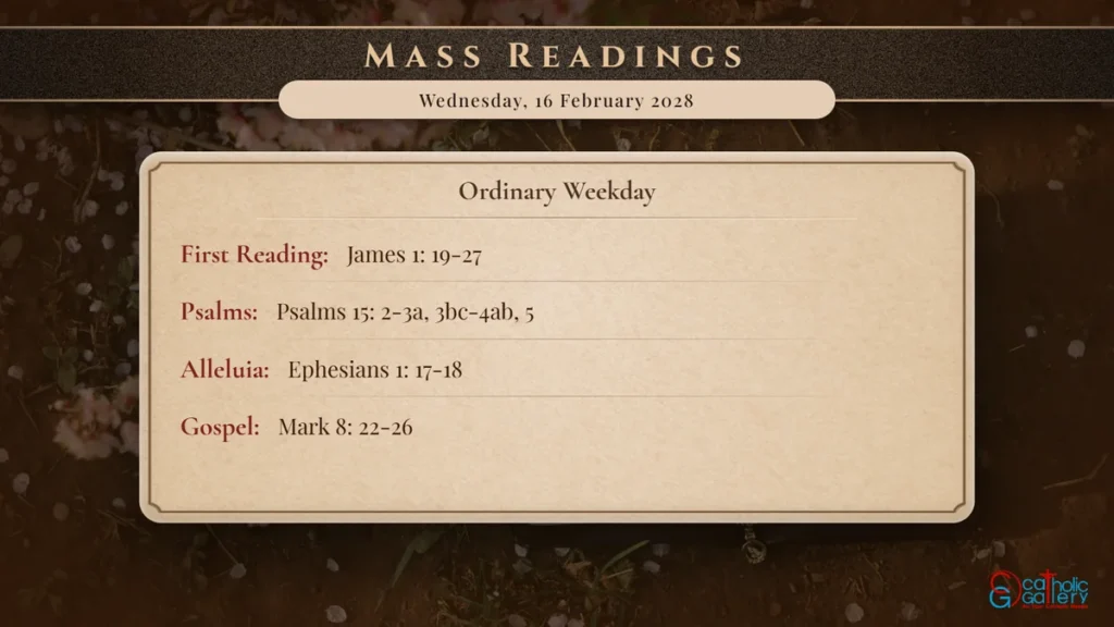Daily Mass Readings Scripture Card – Wednesday, 16 February 2028
