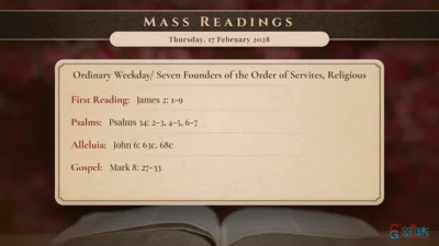 Daily Mass Readings – Thursday, 17 February 2028