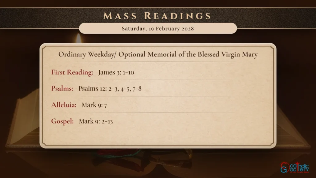 Daily Mass Readings Scripture Card – Saturday, 19 February 2028