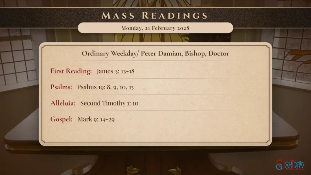 Daily Mass Readings Scripture Card – Monday, 21 February 2028