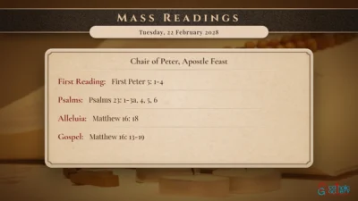 Daily Mass Readings – Tuesday, 22 February 2028