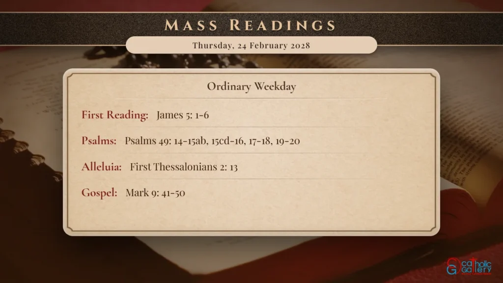 Daily Mass Readings Scripture Card – Thursday, 24 February 2028