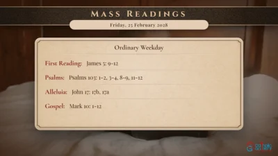 Daily Mass Readings – Friday, 25 February 2028