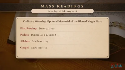 Daily Mass Readings – Saturday, 26 February 2028