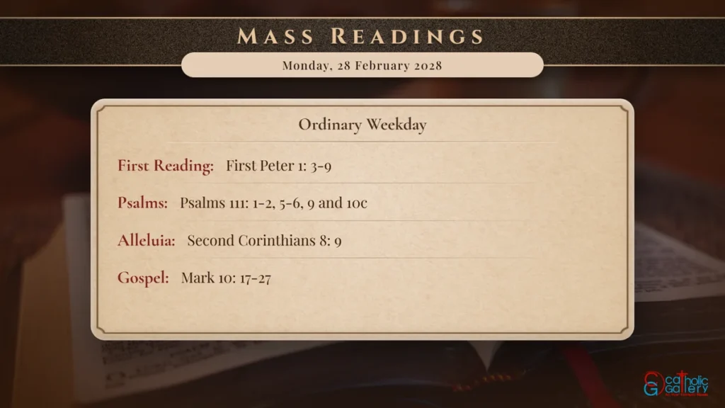 Daily Mass Readings Scripture Card – Monday, 28 February 2028