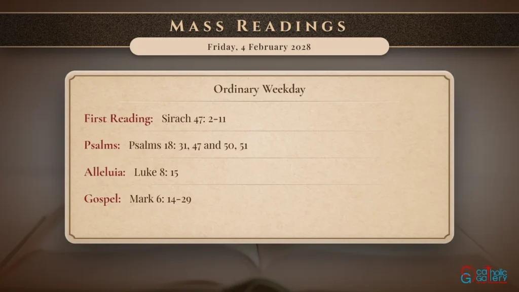 Daily Mass Readings Scripture Card – Friday, 4 February 2028