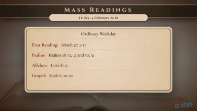 Daily Mass Readings – Friday, 4 February 2028