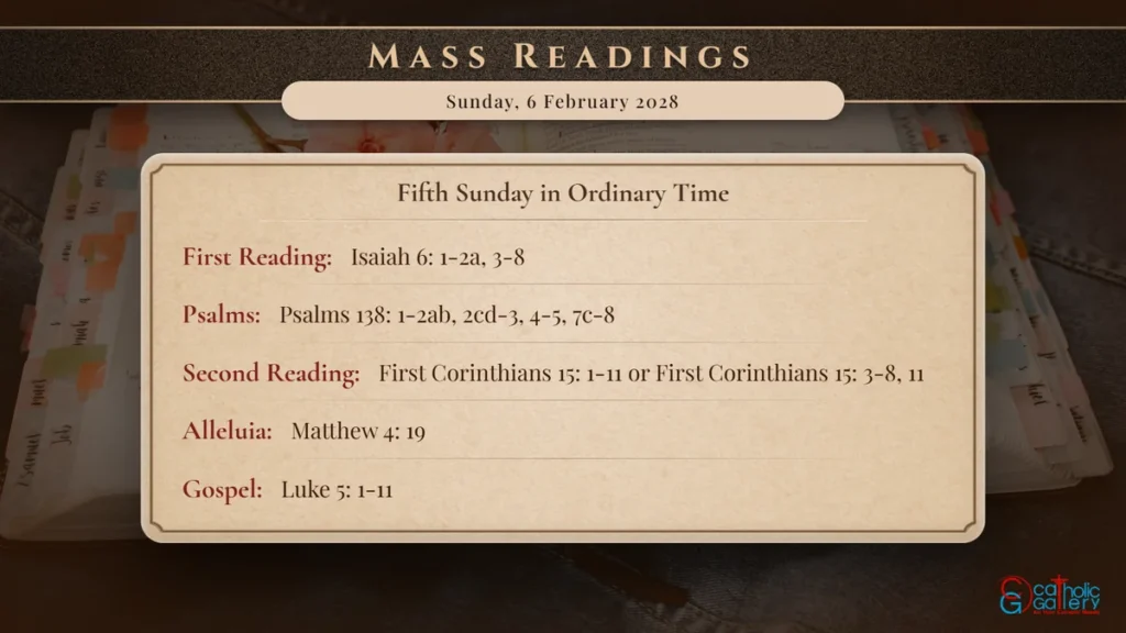 Daily Mass Readings Scripture Card – Sunday, 6 February 2028