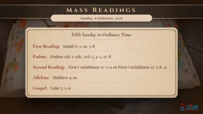 Daily Mass Readings – Sunday, 6 February 2028