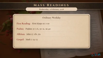 Daily Mass Readings – Wednesday, 9 February 2028