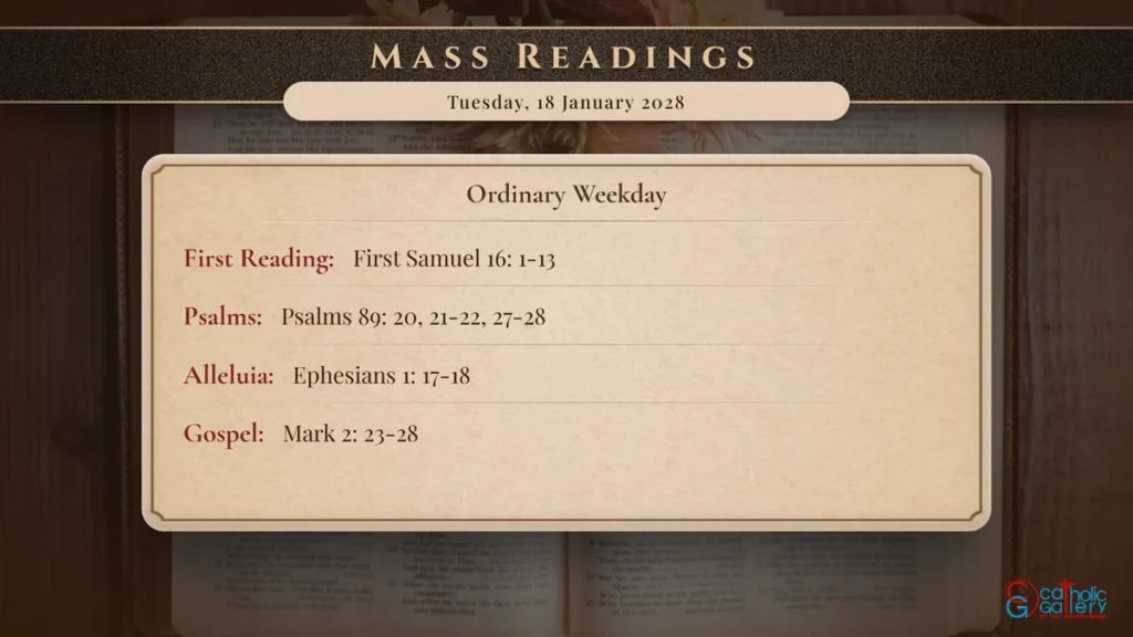 Daily Mass Readings Scripture Card – Tuesday, 18 January 2028