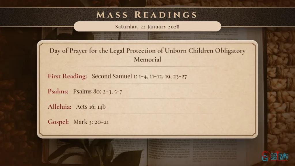 Daily Mass Readings Scripture Card – Saturday, 22 January 2028