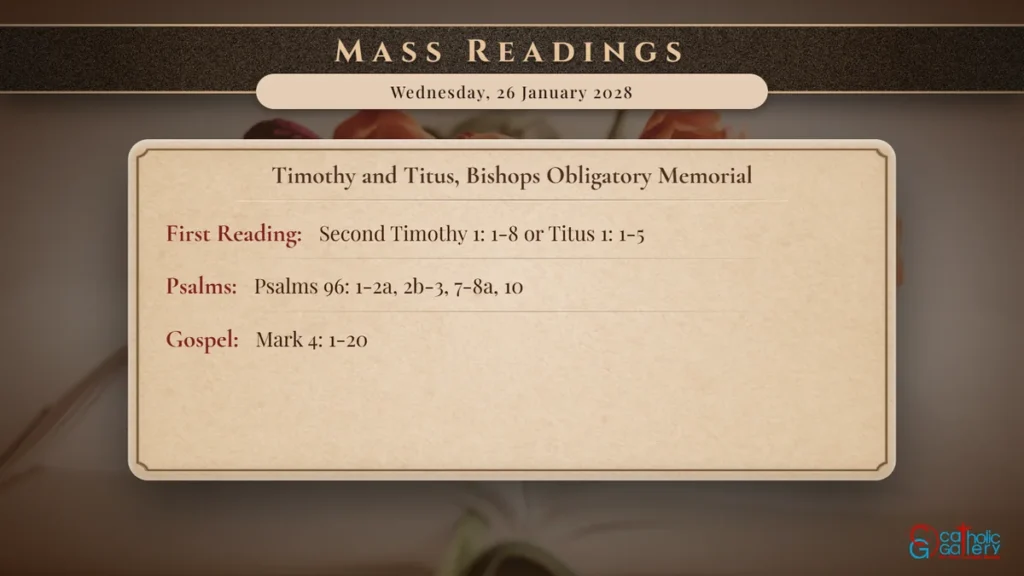 Daily Mass Readings Scripture Card – Wednesday, 26 January 2028