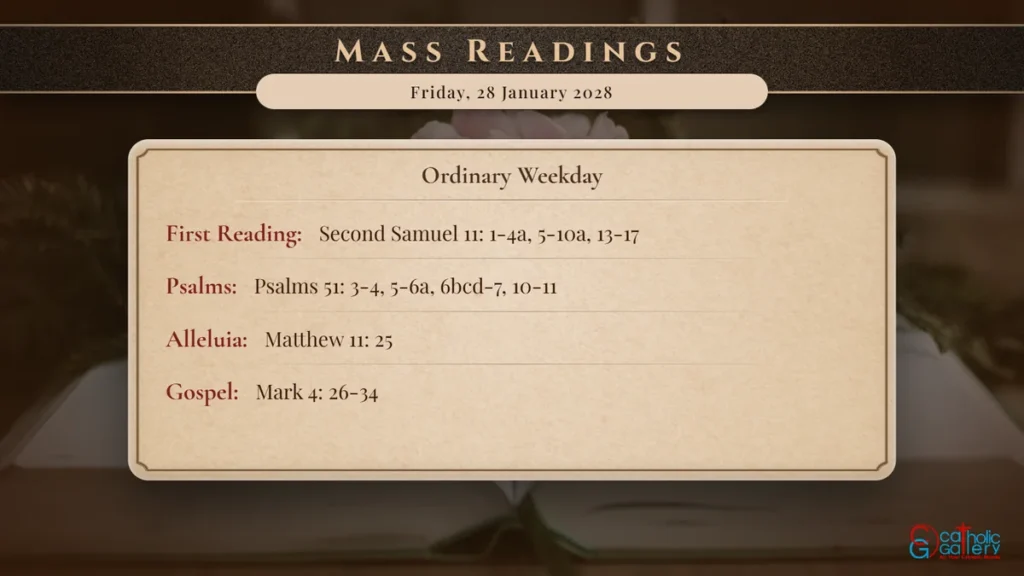 Daily Mass Readings Scripture Card – Friday, 28 January 2028
