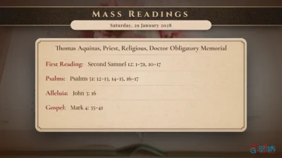 Daily Mass Readings – Saturday, 29 January 2028