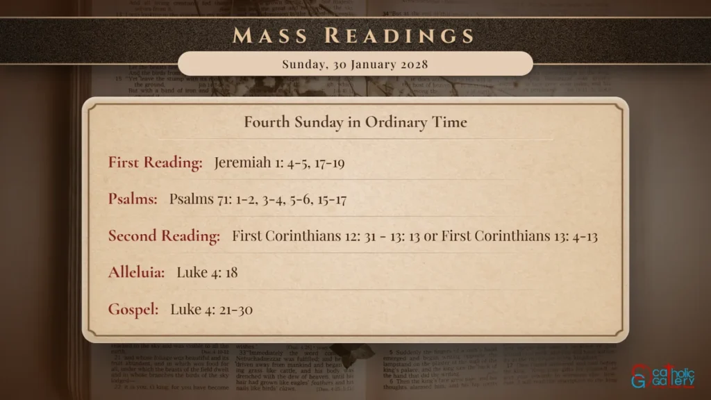 Daily Mass Readings Scripture Card – Sunday, 30 January 2028