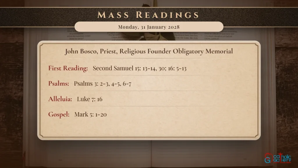 Daily Mass Readings Scripture Card – Monday, 31 January 2028