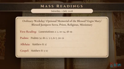 Daily Mass Readings – Saturday, 1 July 2028
