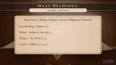 Daily Mass Readings – Saturday, 15 July 2028