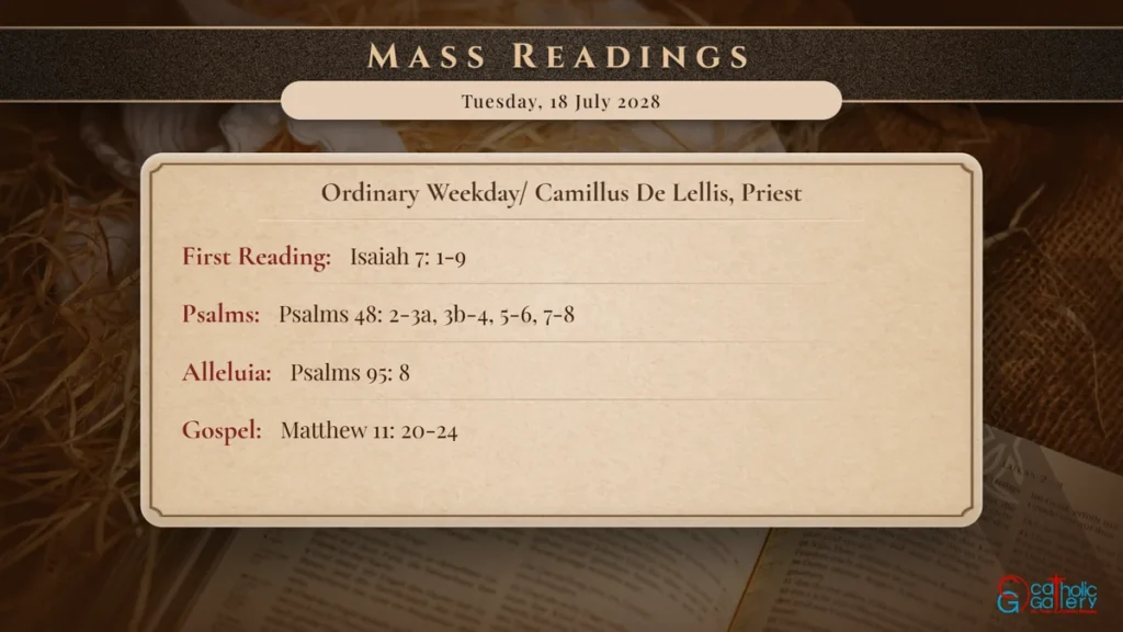 Daily Mass Readings Scripture Card – Tuesday, 18 July 2028