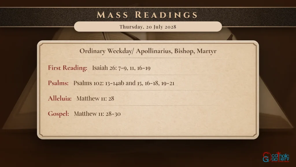 Daily Mass Readings Scripture Card – Thursday, 20 July 2028